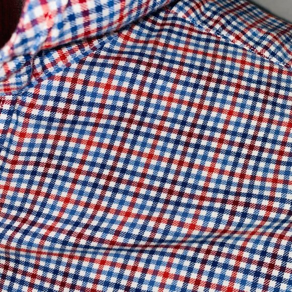 Lyle & Scott Scotland Dress Shirt Red Blue Plaid Striped - Picture 8 of 12